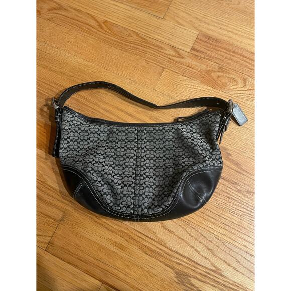 Vintage coach signature jacquard handbag black cc - Picture 3 of 5